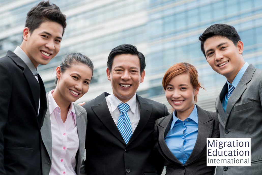 Portrait of happy business team